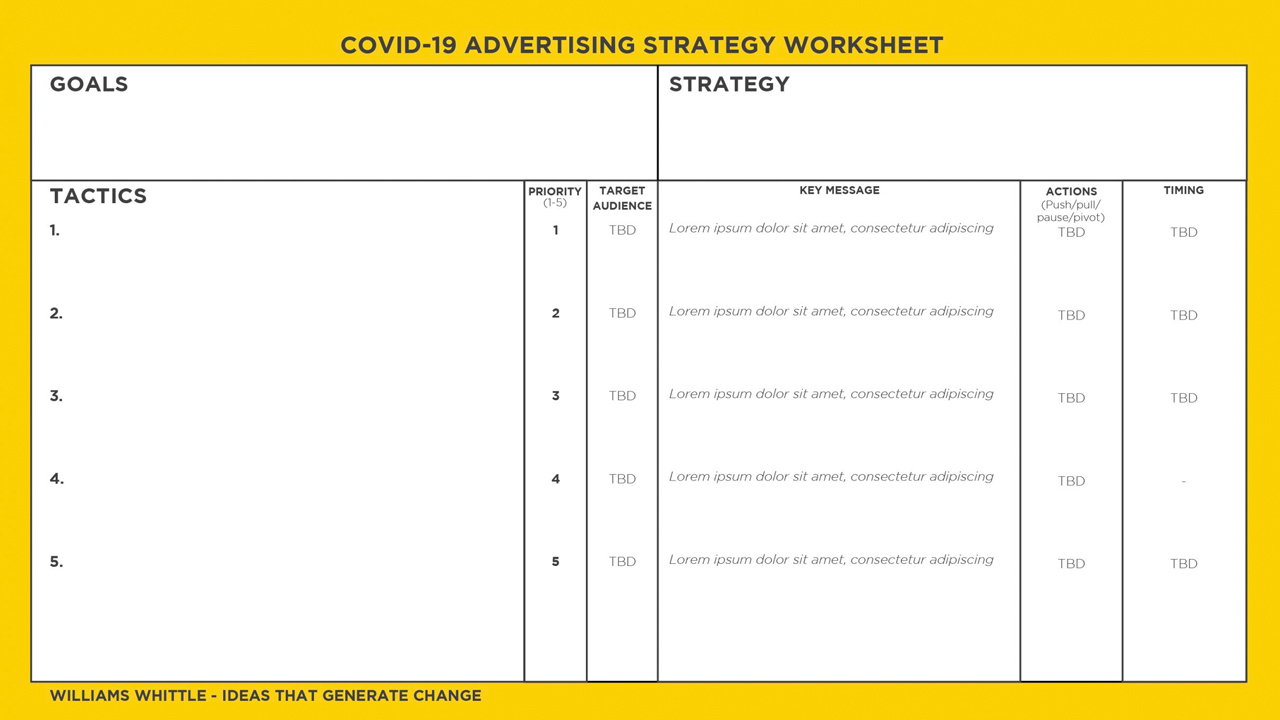 Williams Whittle Advertising Strategy Worksheet