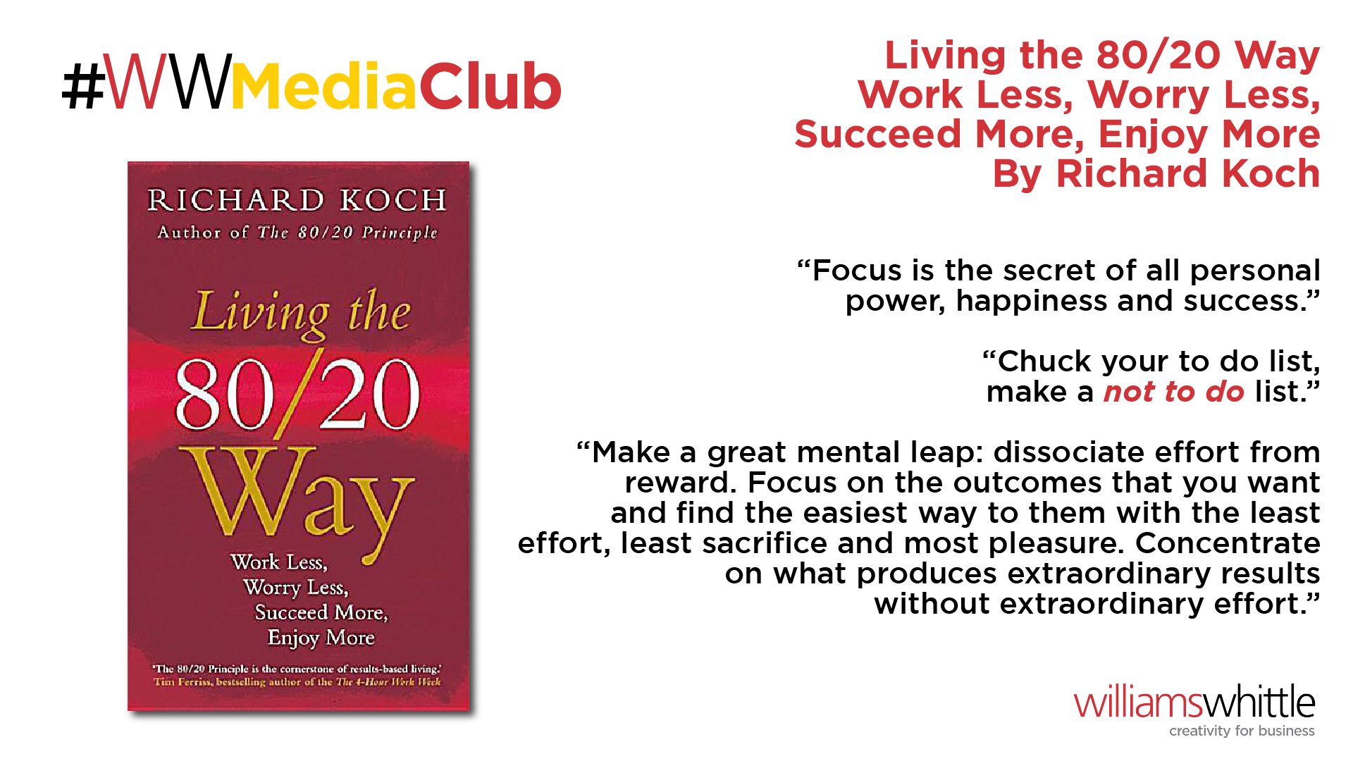 Living the 80/20 Way: Work Less, Worry Less, Succeed More, Enjoy More